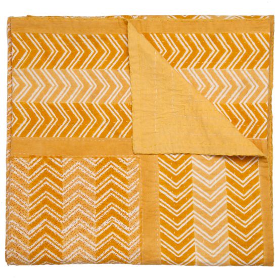 Chevron Hand Stitched Quilt - Ocher